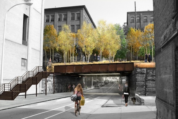 Rendering of the 13th Street overpass in daylight