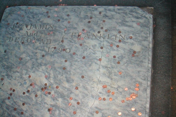 Pennies on Ben Franklin's grave